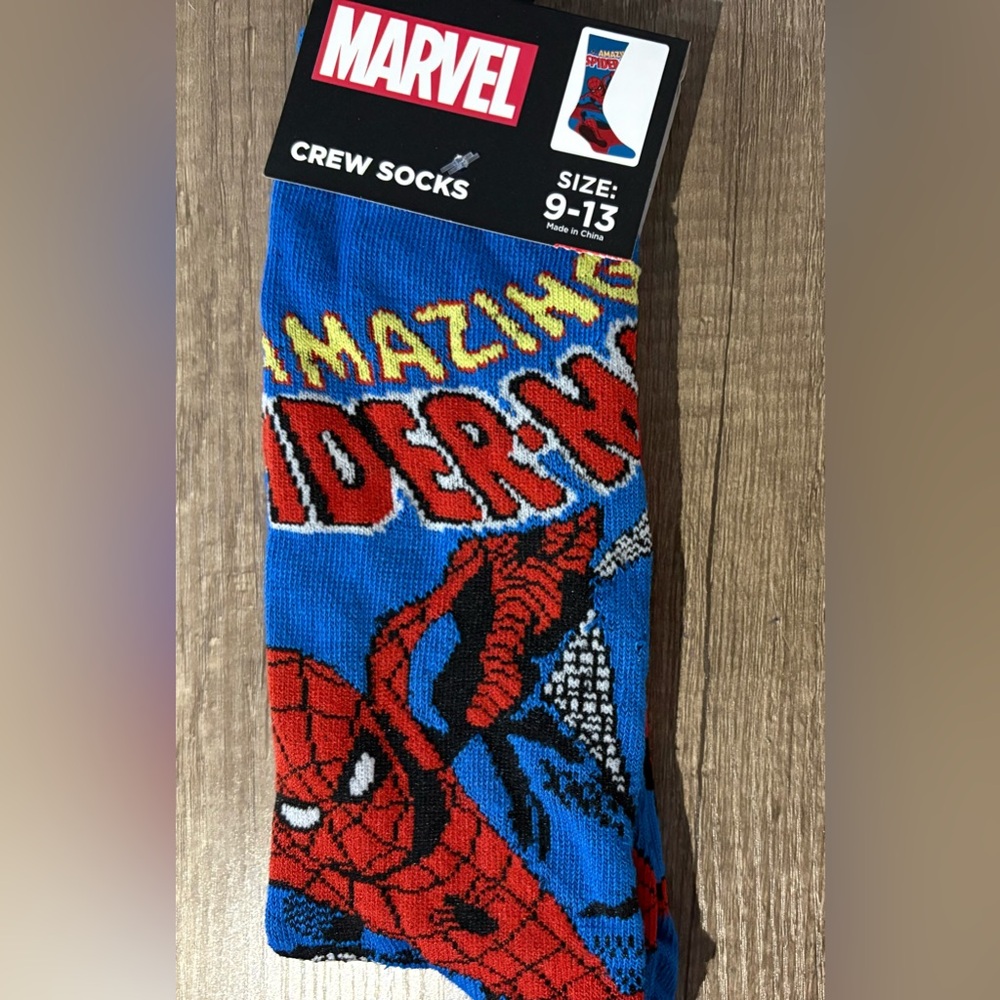 Marvel Spider-Man Blue and Red Crew Socks. NWT.